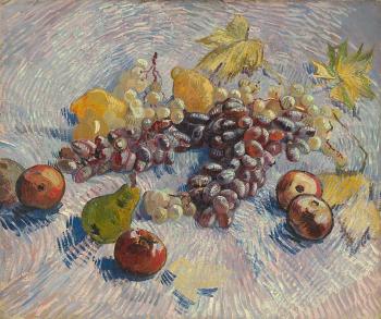 Vincent Van Gogh : Blue and White Grapes,Apple,Pears and Lemons